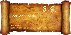 Badics Zalán névjegykártya